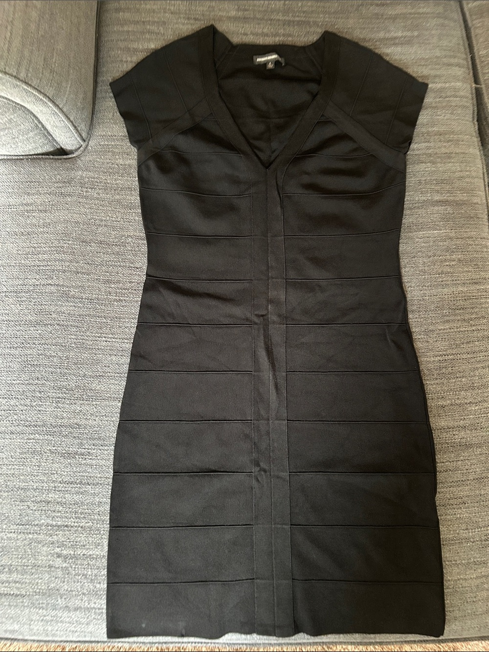 Express Black V-Neck Bandage Sheath Dress, L, EUC